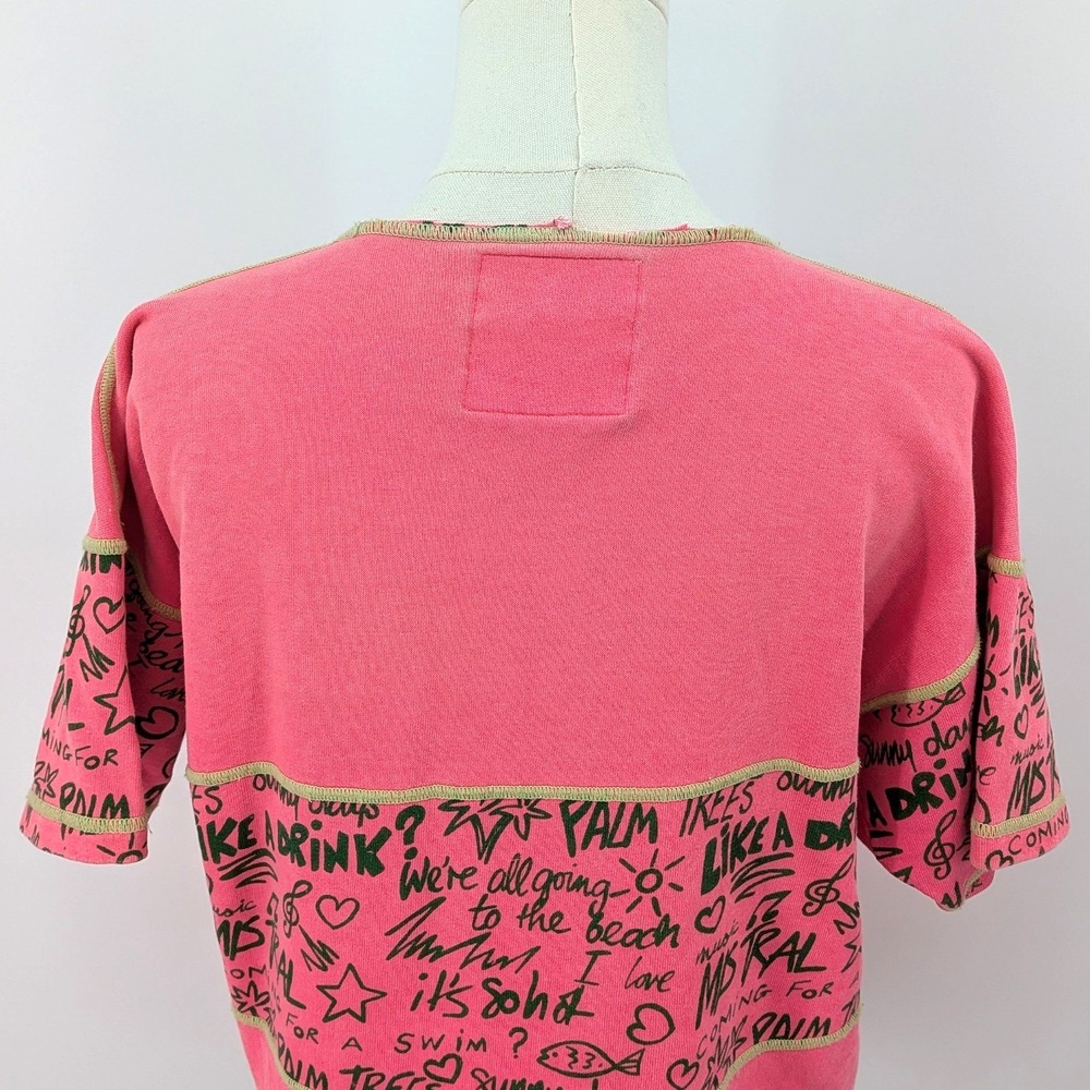 Vintage 90s‎ Surfcore Graphic Tee Pink Mistral Cotton Top S - Picture 7 of 10